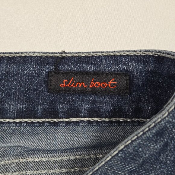 Earl Jean‎ Slim Boot Jeans Women’s 8 Lace Embellished Pockets Denim Blue - Picture 5 of 13